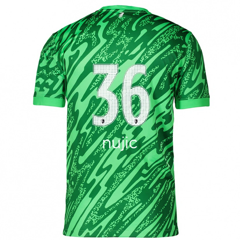 Danxen Kinder Luka Nujic #36 Trikot Grün Weiß Torwarttrikot 2025/26 Schweiz