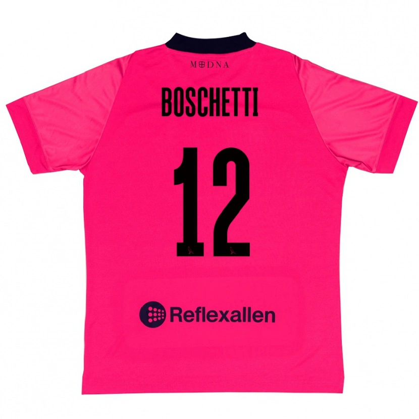 Danxen Kinder Matteo Boschetti #12 Trikot Tiefrosa Schwarz Torwarttrikot 2025/26 Schweiz
