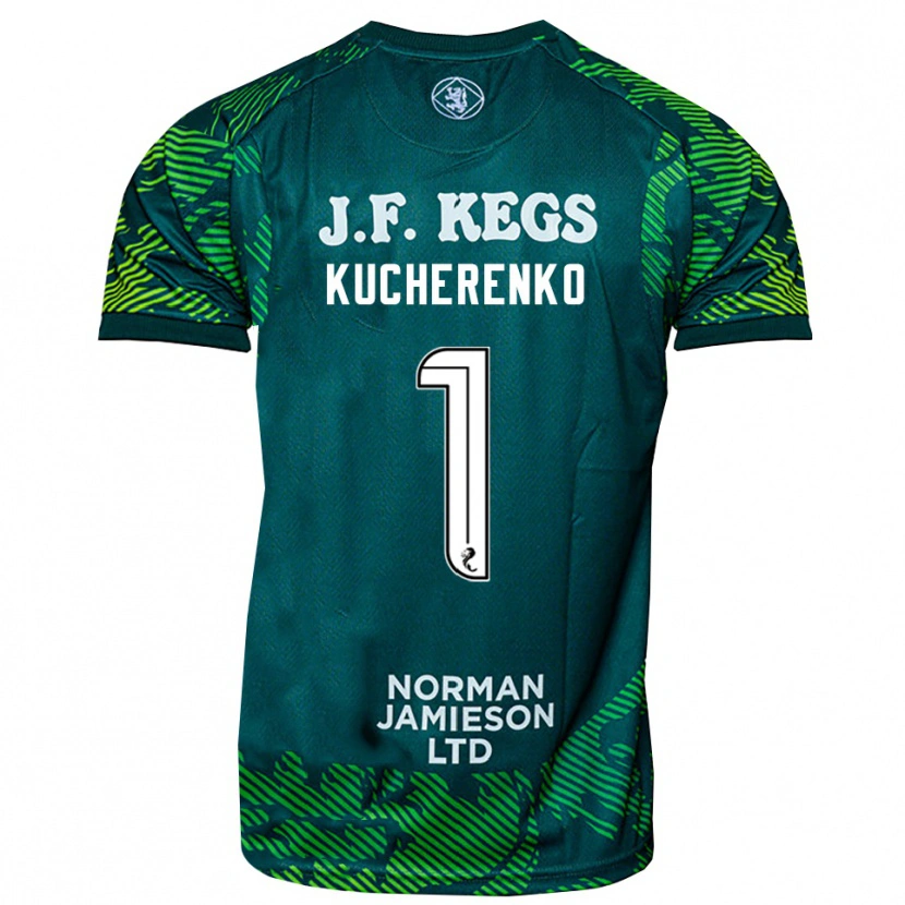 Danxen Kinder Yevgeniy Kucherenko #1 Trikot Grün Weiß Torwarttrikot 2025/26 Schweiz