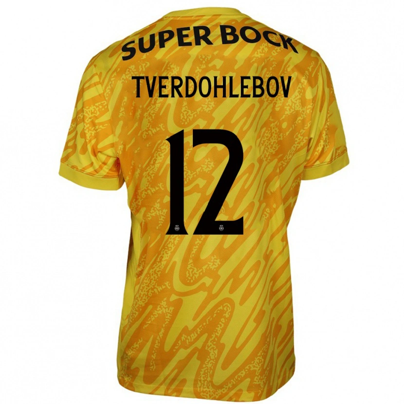 Danxen Kinder Alex Tverdohlebov #12 Trikot Gelb Orange Torwarttrikot 2025/26 Schweiz