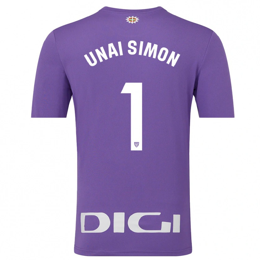 Danxen Kinder Unai Simón #1 Trikot Violett Weiß Torwarttrikot 2025/26 Schweiz