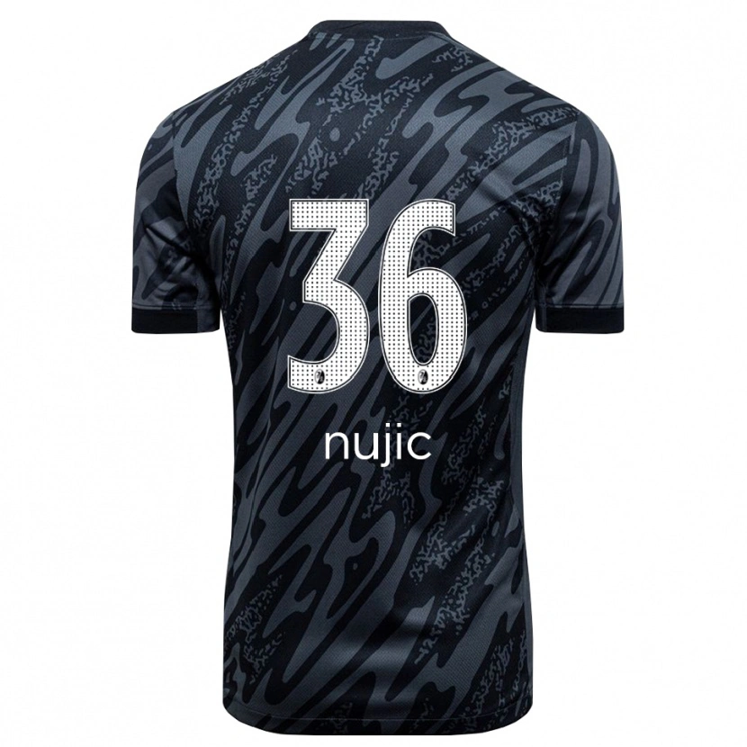 Danxen Kinder Luka Nujic #36 Trikot Schwarz Weiß Torwarttrikot 2025/26 Schweiz