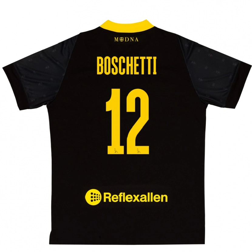 Danxen Kinder Matteo Boschetti #12 Trikot Schwarz Gelb Torwarttrikot 2025/26 Schweiz