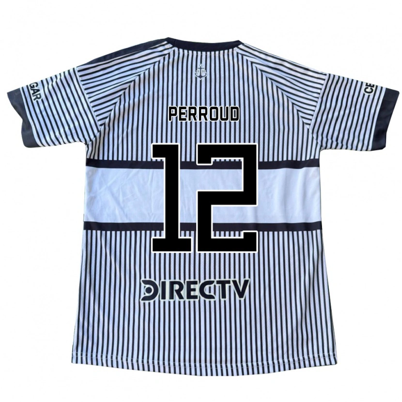 Danxen Kinder Valentín Perroud #12 Weiß Schwarz Gelb Auswärtstrikot Trikot 2026/27 T-Shirt Schweiz