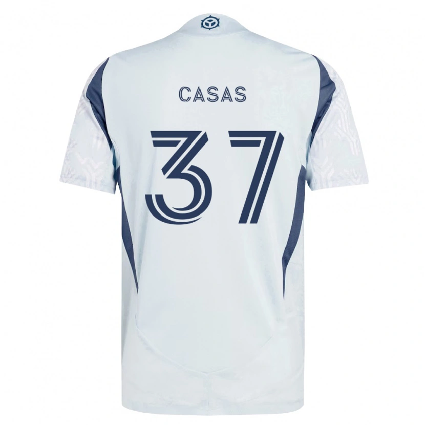 Danxen Kinder Javier Casas #37 Blau Grau Weiß Auswärtstrikot Trikot 2026/27 T-Shirt Schweiz