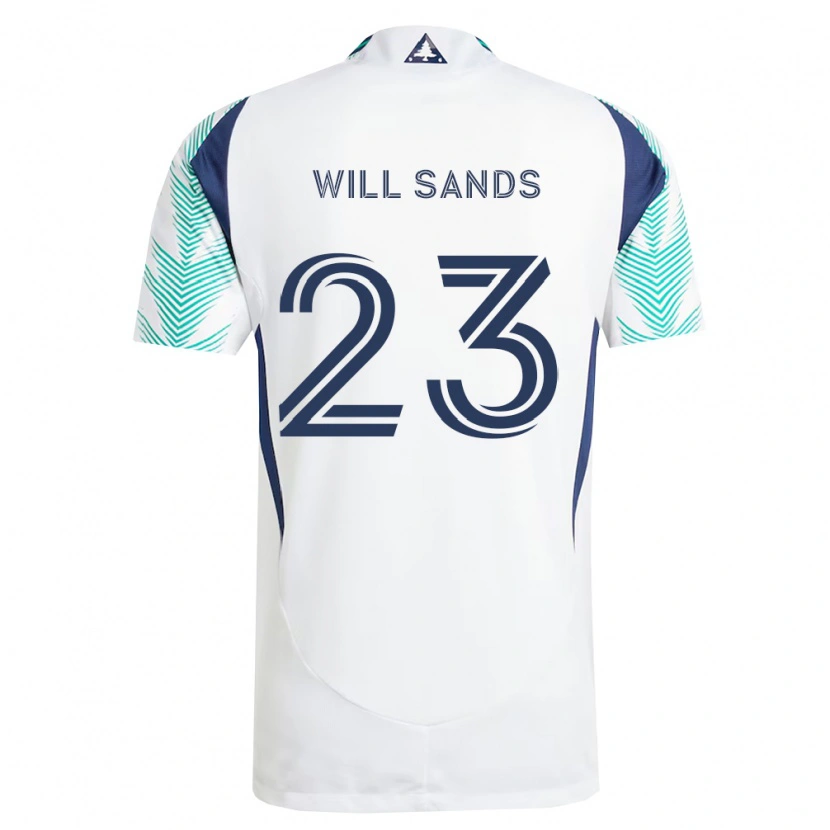 Danxen Kinder Will Sands #23 Weiß Marineblau Hellgrün Auswärtstrikot Trikot 2026/27 T-Shirt Schweiz