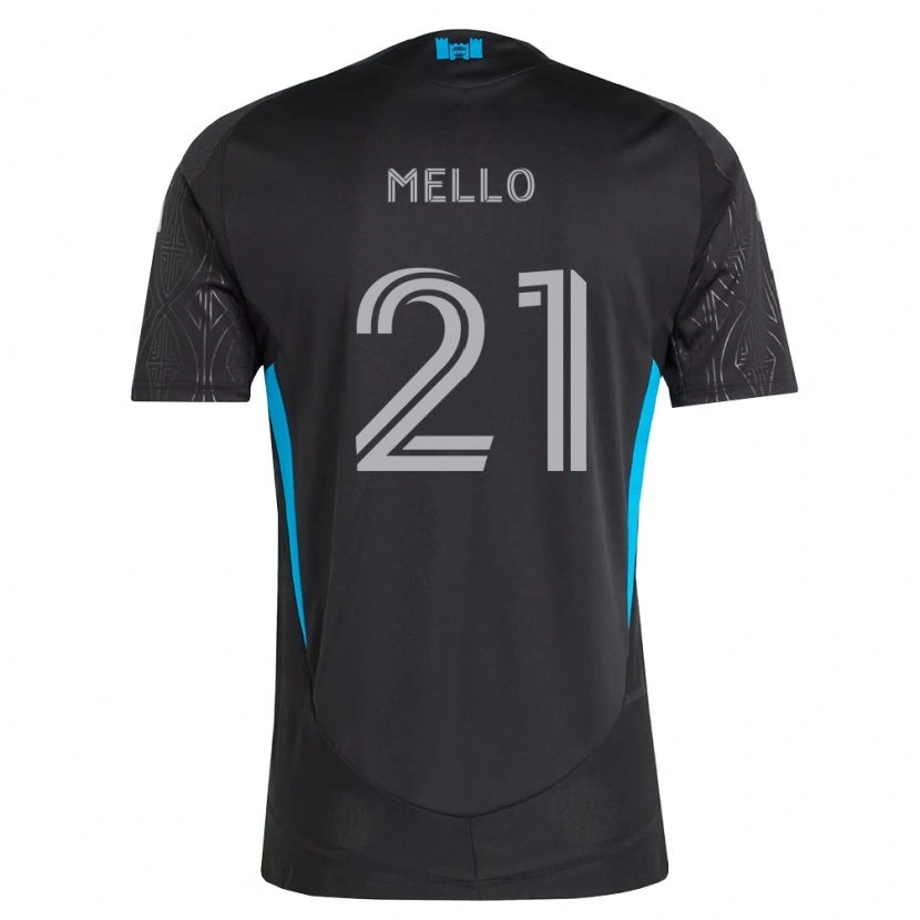 Danxen Kinder Vinicius Mello #21 Schwarz Weiß Himmelblau Auswärtstrikot Trikot 2026/27 T-Shirt Schweiz