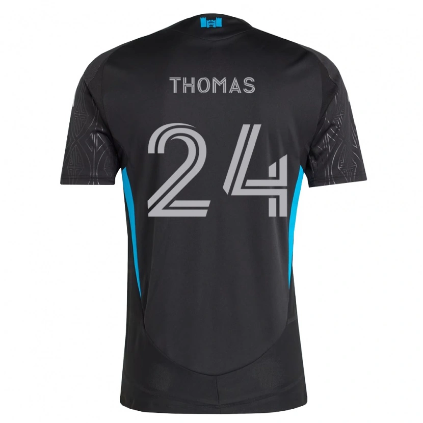 Danxen Kinder Mikah Thomas #24 Schwarz Weiß Himmelblau Auswärtstrikot Trikot 2026/27 T-Shirt Schweiz