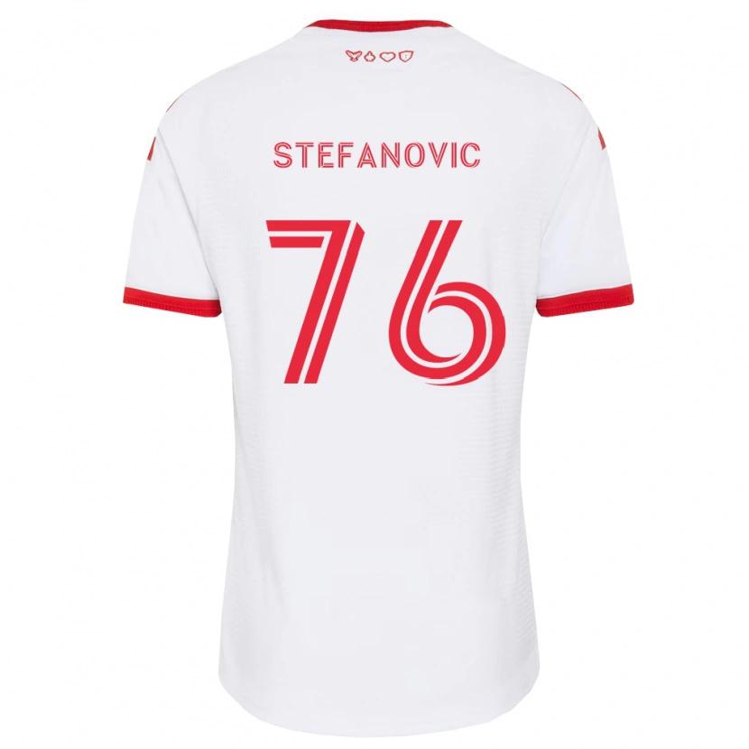 Danxen Kinder Lazar Stefanović #76 Weiß Rot Schwarz Auswärtstrikot Trikot 2026/27 T-Shirt Schweiz