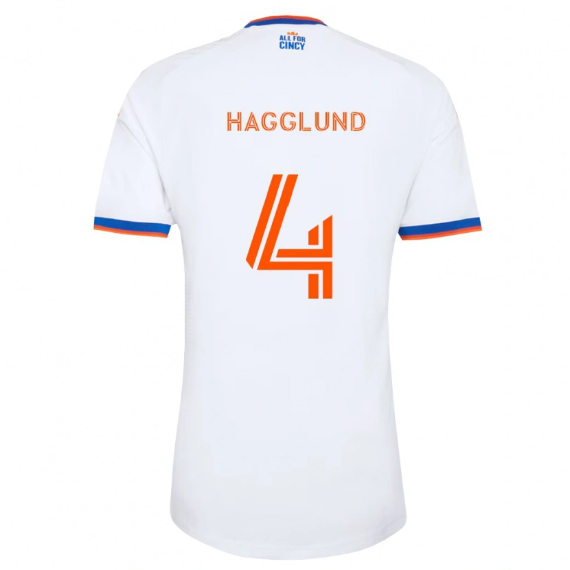Danxen Kinder Nick Hagglund #4 Weiß Marineblau Orange Auswärtstrikot Trikot 2026/27 T-Shirt Schweiz