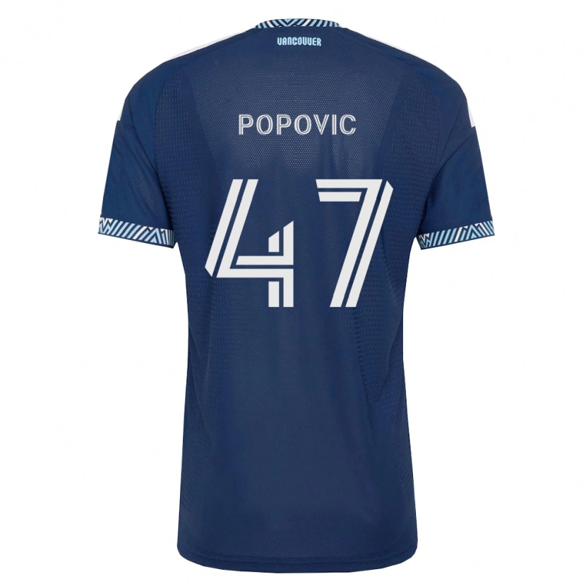 Danxen Kinder Marko Popović #47 Tiefblau Weiß Auswärtstrikot Trikot 2026/27 T-Shirt Schweiz