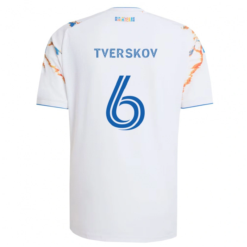 Danxen Kinder Jeppe Tverskov #6 Weiß Orange Blau Auswärtstrikot Trikot 2026/27 T-Shirt Schweiz