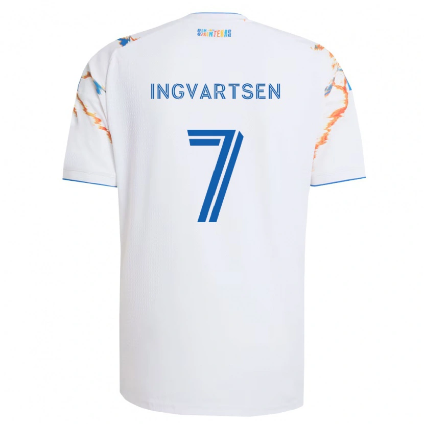 Danxen Kinder Marcus Ingvartsen #7 Weiß Orange Blau Auswärtstrikot Trikot 2026/27 T-Shirt Schweiz