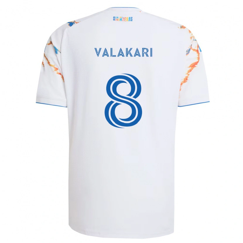 Danxen Kinder Onni Valakari #8 Weiß Orange Blau Auswärtstrikot Trikot 2026/27 T-Shirt Schweiz