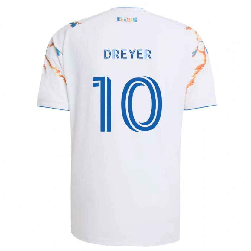 Danxen Kinder Anders Dreyer #10 Weiß Orange Blau Auswärtstrikot Trikot 2026/27 T-Shirt Schweiz