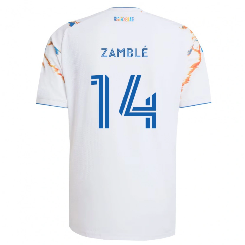 Danxen Kinder Bryan Zamblé #14 Weiß Orange Blau Auswärtstrikot Trikot 2026/27 T-Shirt Schweiz