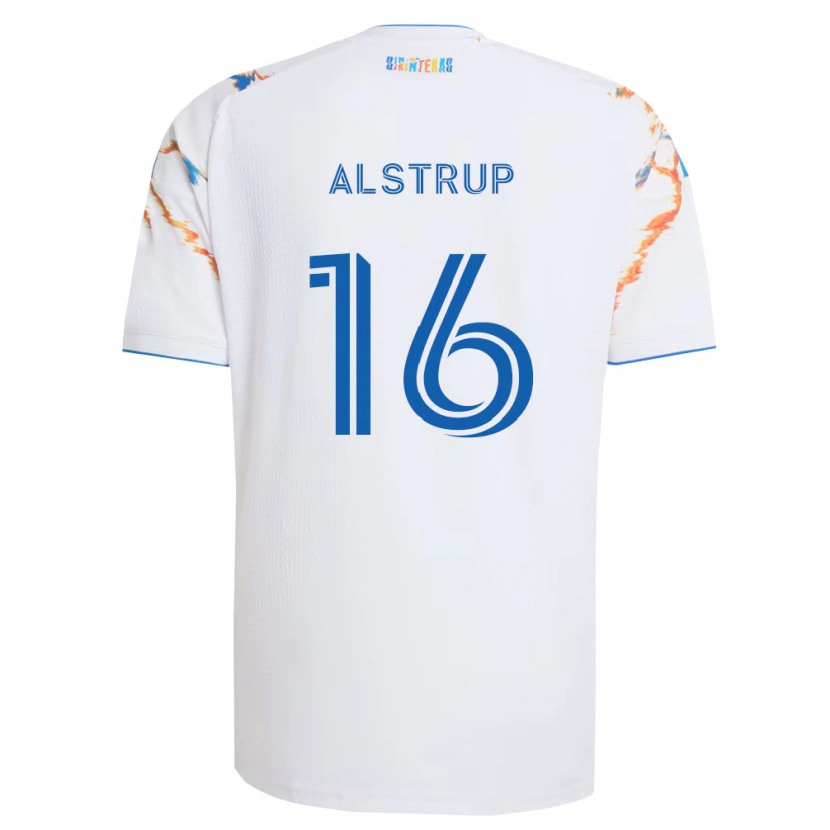 Danxen Kinder Marcus Alstrup #16 Weiß Orange Blau Auswärtstrikot Trikot 2026/27 T-Shirt Schweiz