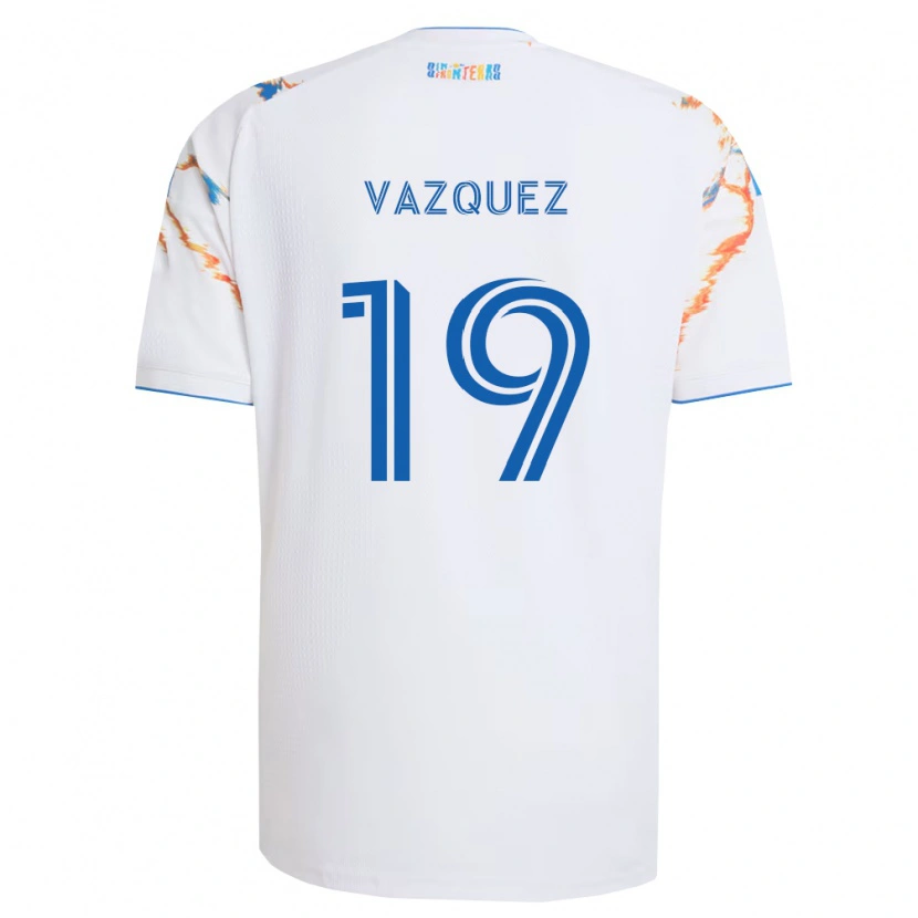 Danxen Kinder David Vazquez #19 Weiß Orange Blau Auswärtstrikot Trikot 2026/27 T-Shirt Schweiz