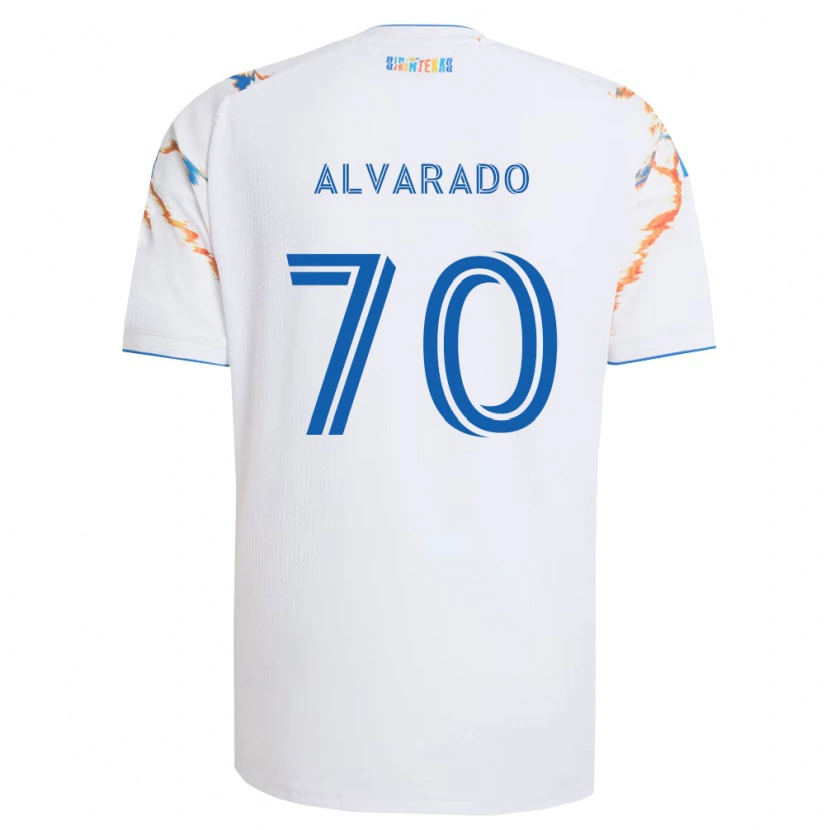 Danxen Kinder Alejandro Alvarado #70 Weiß Orange Blau Auswärtstrikot Trikot 2026/27 T-Shirt Schweiz