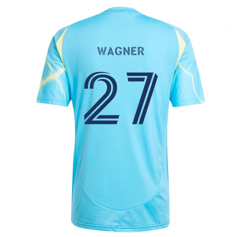 Danxen Kinder Kai Wagner #27 Hellblau Schwarz Hellgelb Auswärtstrikot Trikot 2026/27 T-Shirt Schweiz