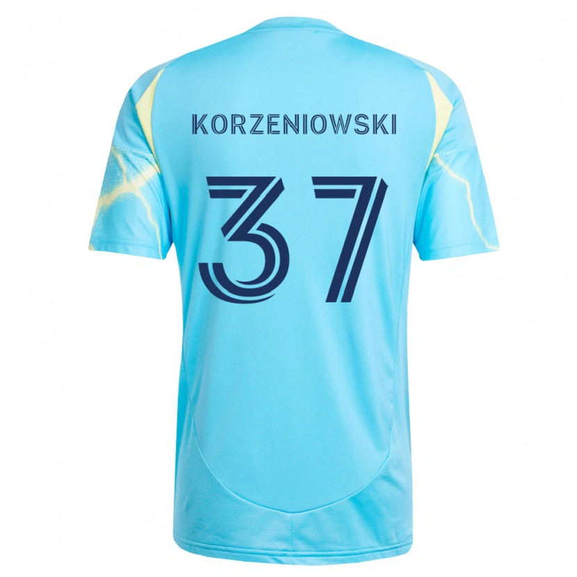 Danxen Kinder Stas Korzeniowski #37 Hellblau Schwarz Hellgelb Auswärtstrikot Trikot 2026/27 T-Shirt Schweiz