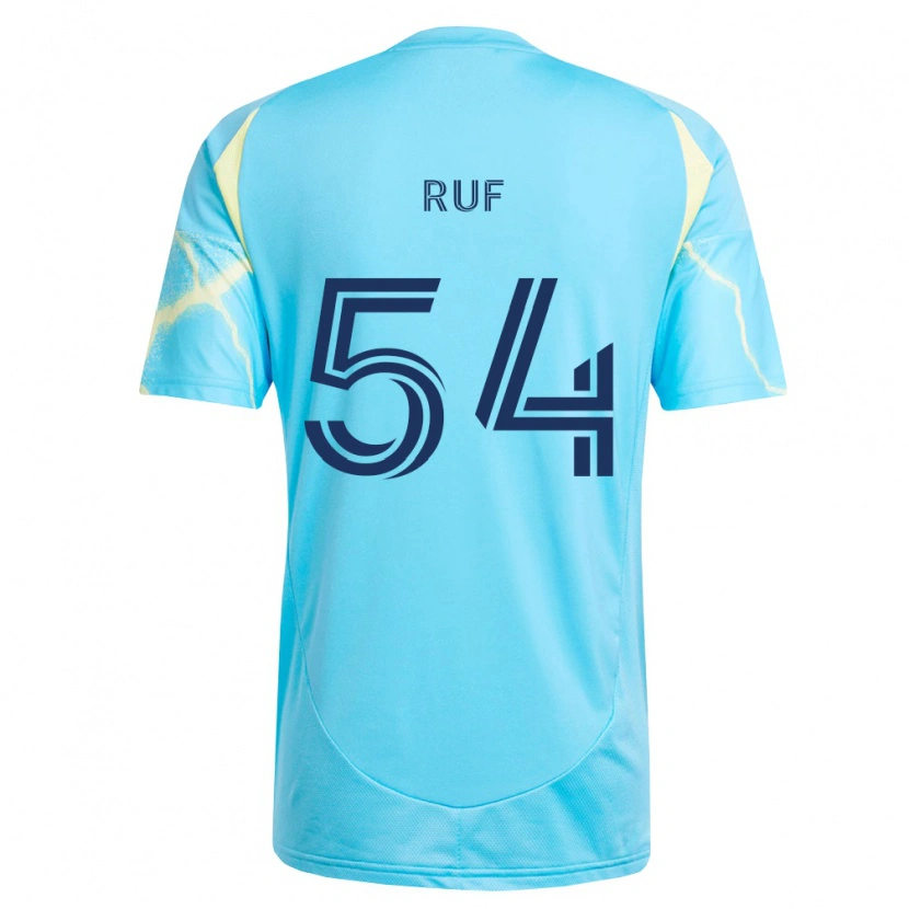 Danxen Kinder John Ruf #54 Hellblau Schwarz Hellgelb Auswärtstrikot Trikot 2026/27 T-Shirt Schweiz