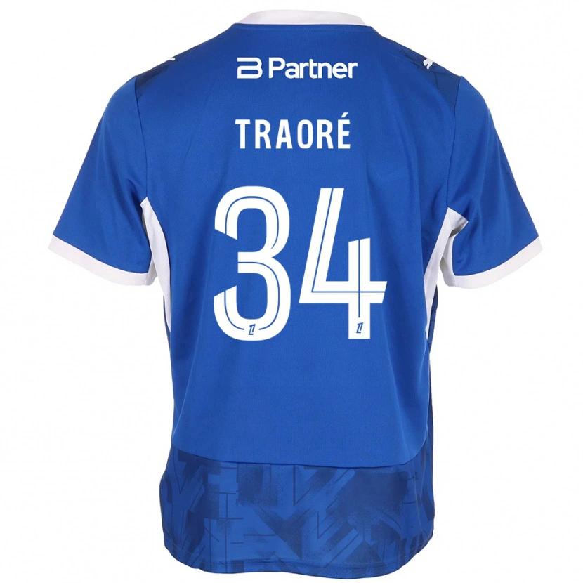 Danxen Kinder Ibrahim Traoré #34 Mittelblau Weiß Heimtrikot Trikot 2026/27 T-Shirt Schweiz