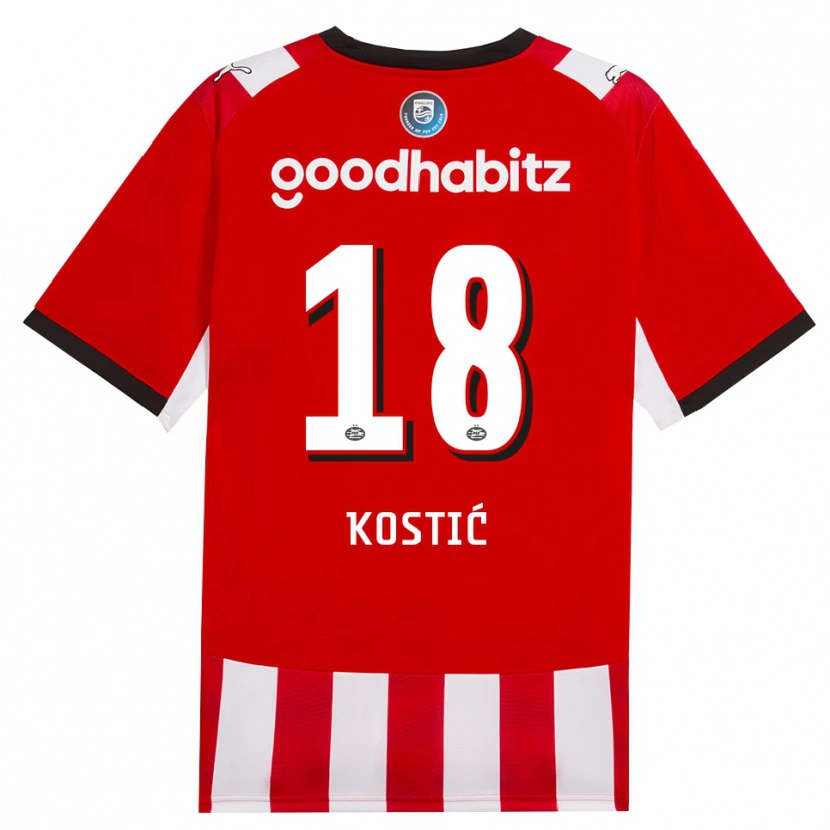 Danxen Kinder Filip Kostic #18 Rot Weiß Schwarz Heimtrikot Trikot 2026/27 T-Shirt Schweiz