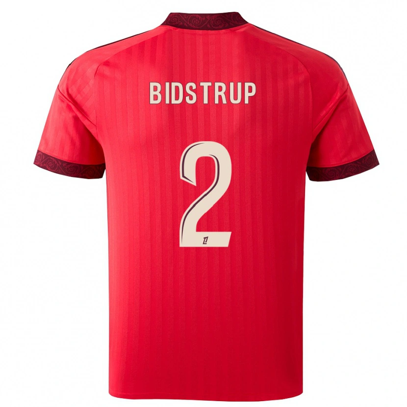 Danxen Kinder Mads Bidstrup #2 Burgund Rot Weiß Auswärtstrikot Trikot 2026/27 T-Shirt Schweiz