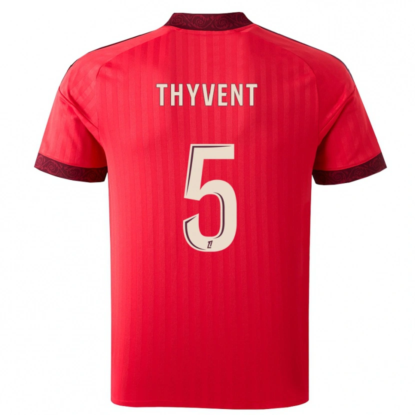 Danxen Kinder Estéban Thyvent #5 Burgund Rot Weiß Auswärtstrikot Trikot 2026/27 T-Shirt Schweiz