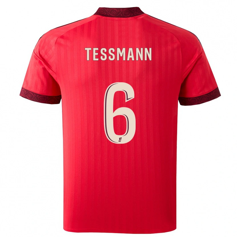 Danxen Kinder Tanner Tessmann #6 Burgund Rot Weiß Auswärtstrikot Trikot 2026/27 T-Shirt Schweiz