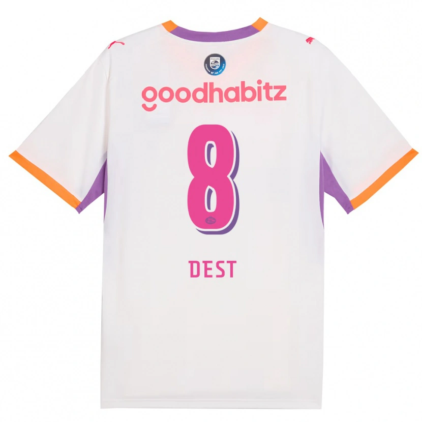 Danxen Kinder Sergiño Dest #8 Weiß Violett Orange Auswärtstrikot Trikot 2026/27 T-Shirt Schweiz