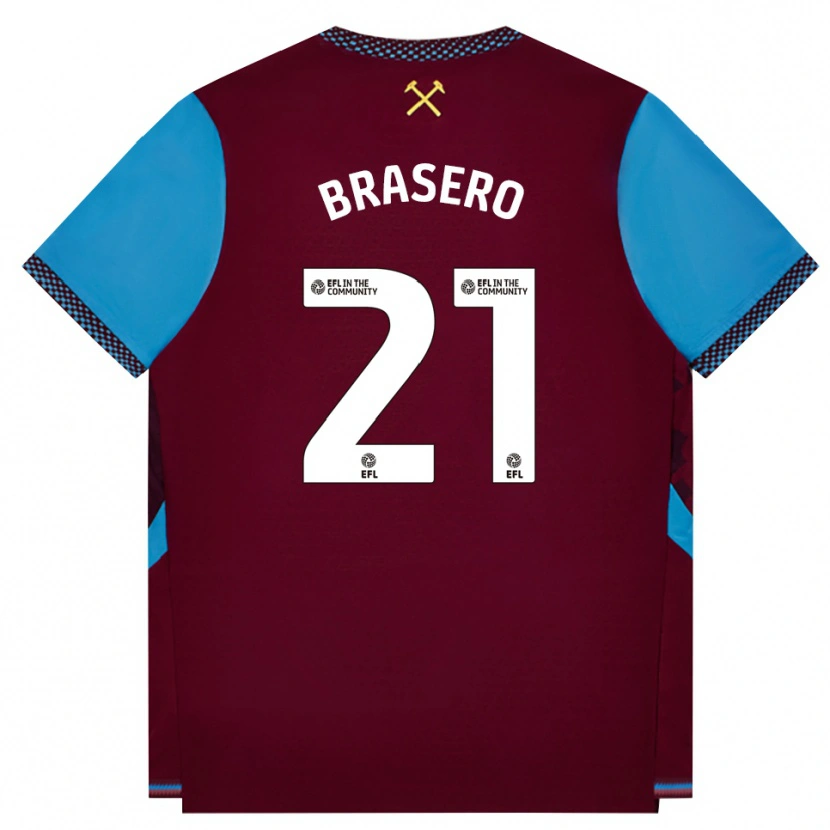 Danxen Kinder Sarah Brasero-Carreira #21 Burgund Kornblumenblau Heimtrikot Trikot 2026/27 T-Shirt Schweiz