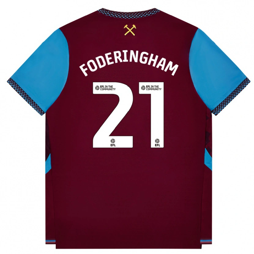 Danxen Kinder Wes Foderingham #21 Burgund Kornblumenblau Heimtrikot Trikot 2026/27 T-Shirt Schweiz