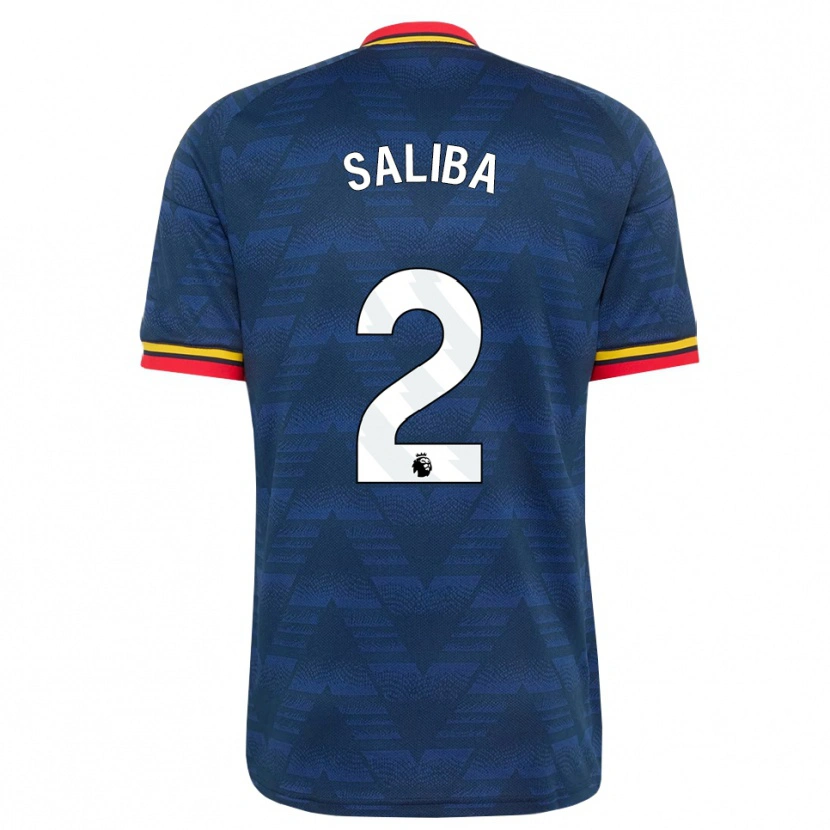 Danxen Kinder William Saliba #2 Mitternachtsblau Gelb Rot Auswärtstrikot Trikot 2026/27 T-Shirt Schweiz