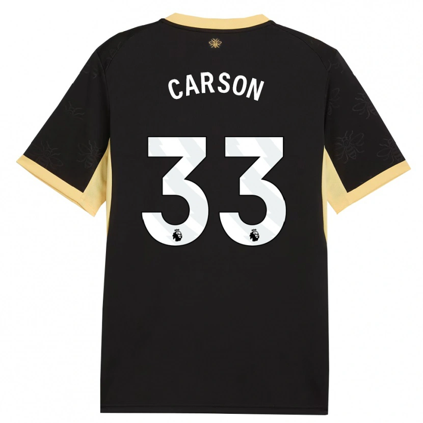 Danxen Kinder Scott Carson #33 Schwarz Gelb Auswärtstrikot Trikot 2026/27 T-Shirt Schweiz
