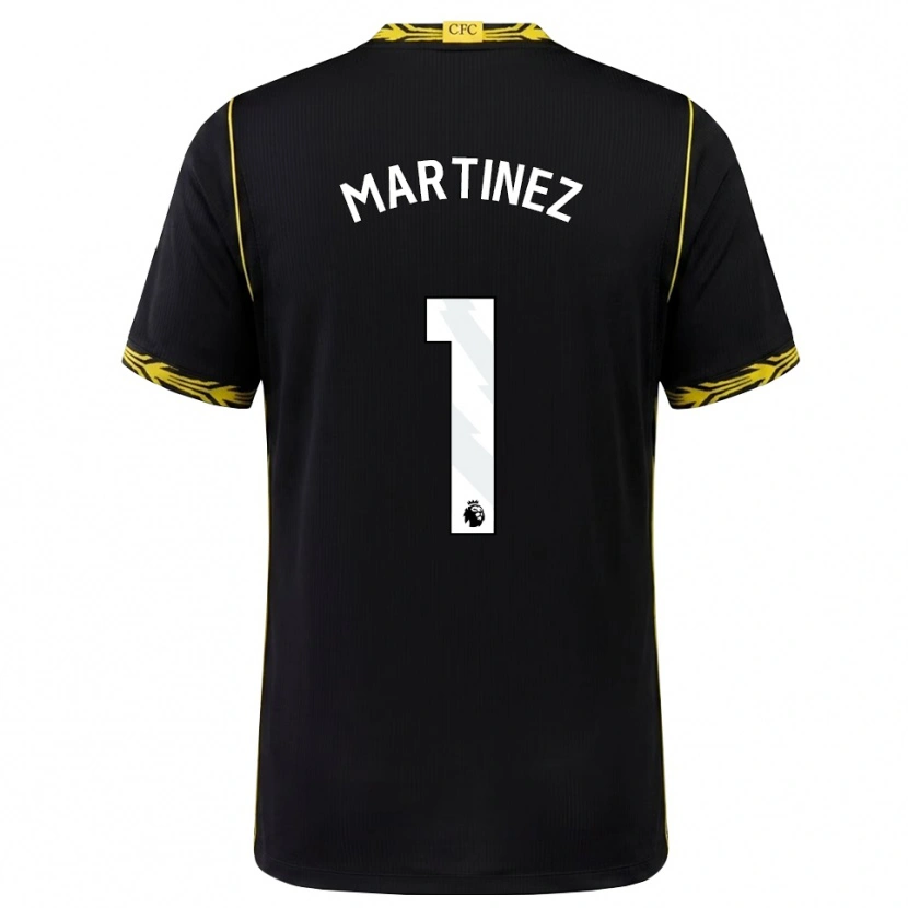 Danxen Kinder Emiliano Martínez #1 Schwarz Gelb Auswärtstrikot Trikot 2026/27 T-Shirt Schweiz