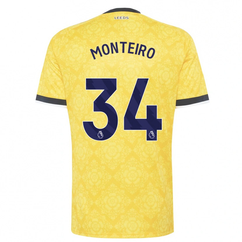 Danxen Kinder Diogo Monteiro #34 Gelb Weiß Schwarz Auswärtstrikot Trikot 2026/27 T-Shirt Schweiz