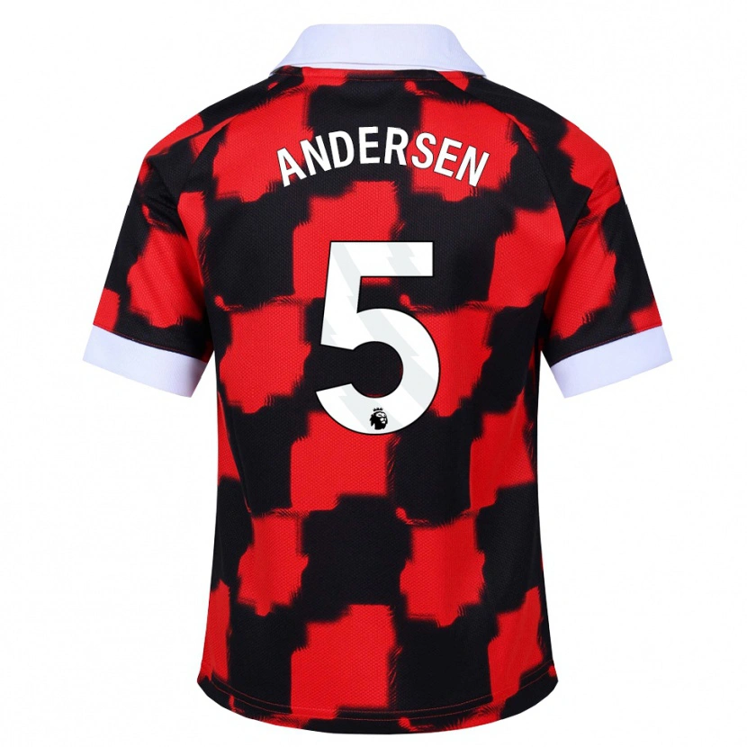Danxen Kinder Joachim Andersen #5 Rot Weiß Schwarz Auswärtstrikot Trikot 2026/27 T-Shirt Schweiz