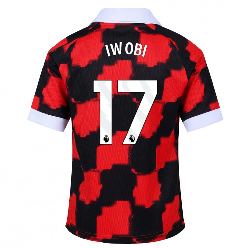 Danxen Kinder Alex Iwobi #17 Rot Weiß Schwarz Auswärtstrikot Trikot 2026/27 T-Shirt Schweiz