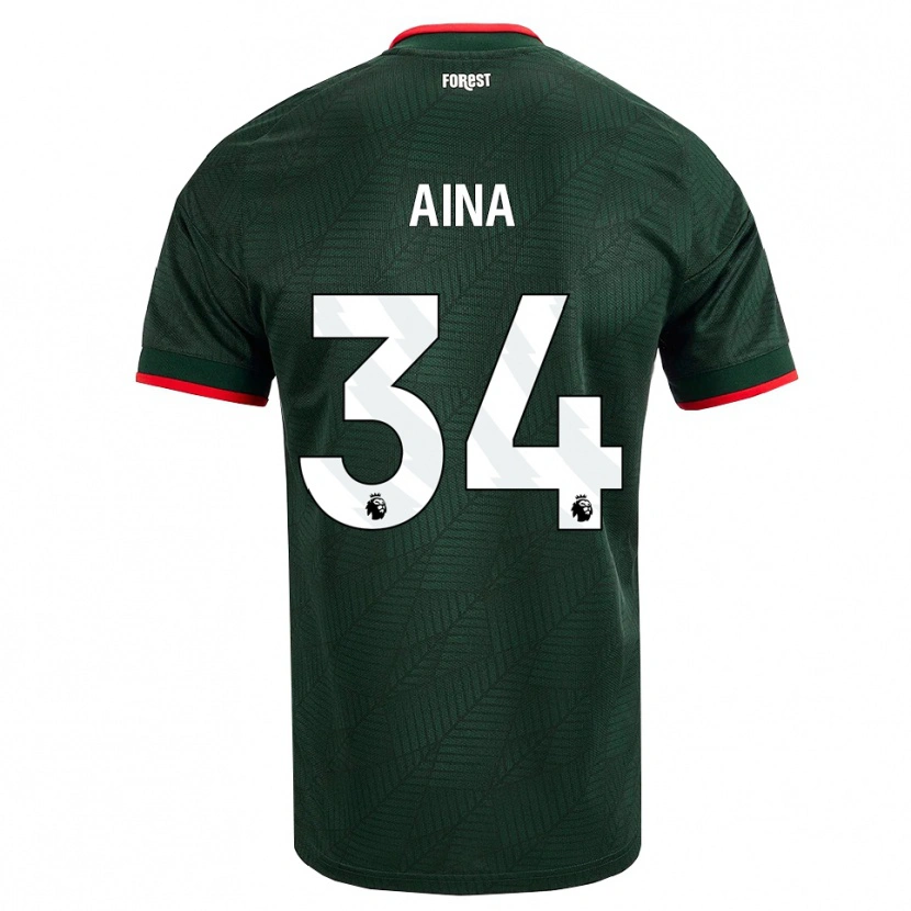 Danxen Kinder Ola Aina #34 Dunkelgrün Rot Auswärtstrikot Trikot 2026/27 T-Shirt Schweiz