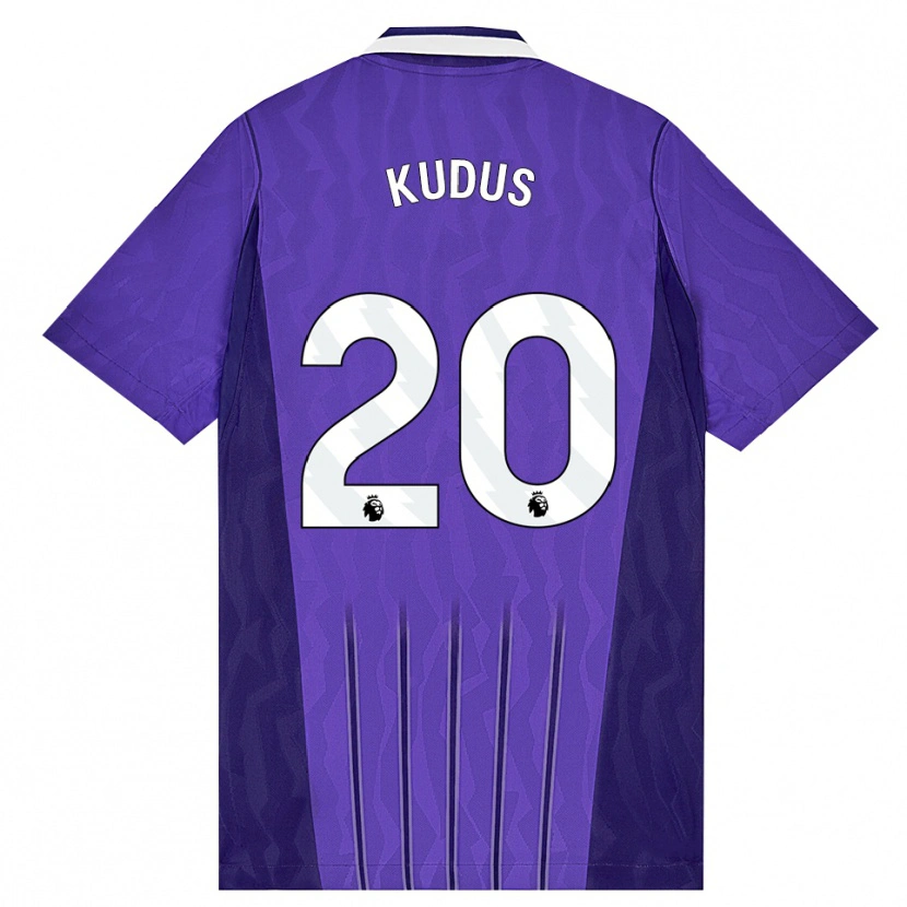 Danxen Kinder Mohammed Kudus #20 Violett Weiß Ausweichtrikot Trikot 2026/27 T-Shirt Schweiz