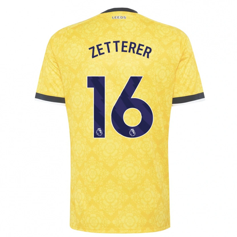 Danxen Kinder Michael Zetterer #16 Gelb Weiß Schwarz Auswärtstrikot Trikot 2026/27 T-Shirt Schweiz