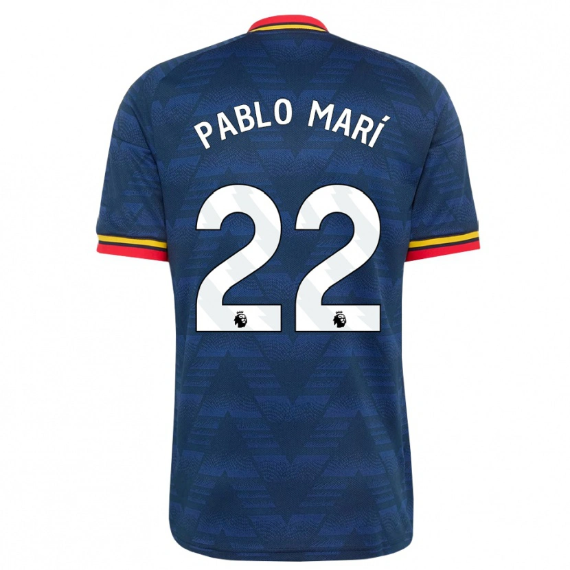 Danxen Herren Pablo Mari #22 Mitternachtsblau Gelb Rot Auswärtstrikot Trikot 2026/27 T-Shirt Schweiz