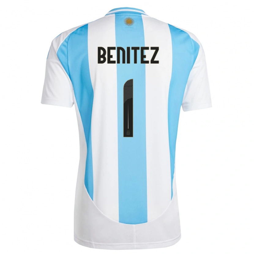 Danxen Kinder Argentinien Walter Benítez #1 Weiß Blau Heimtrikot Trikot 24-26 T-Shirt Schweiz