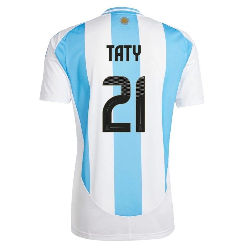 Danxen Kinder Argentinien Taty Castellanos #21 Weiß Blau Heimtrikot Trikot 24-26 T-Shirt Schweiz