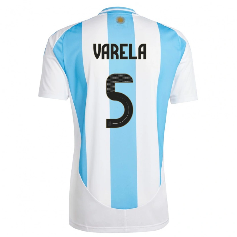 Danxen Kinder Argentinien Alan Varela #5 Weiß Blau Heimtrikot Trikot 24-26 T-Shirt Schweiz