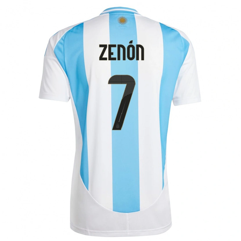Danxen Kinder Argentinien Kevin Zenón #7 Weiß Blau Heimtrikot Trikot 24-26 T-Shirt Schweiz