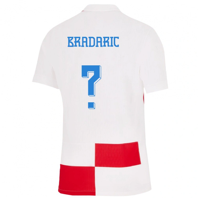 Danxen Kinder Kroatien Luka Bradaric #0 Weiß Rot Heimtrikot Trikot 24-26 T-Shirt Schweiz