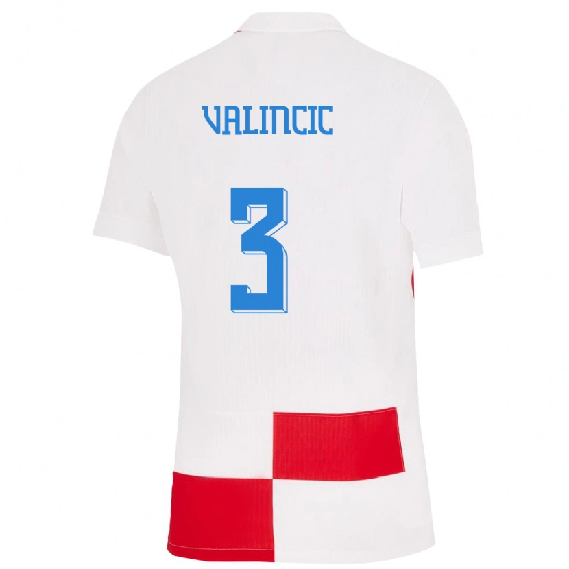 Danxen Kinder Kroatien Moris Valincic #3 Weiß Rot Heimtrikot Trikot 24-26 T-Shirt Schweiz